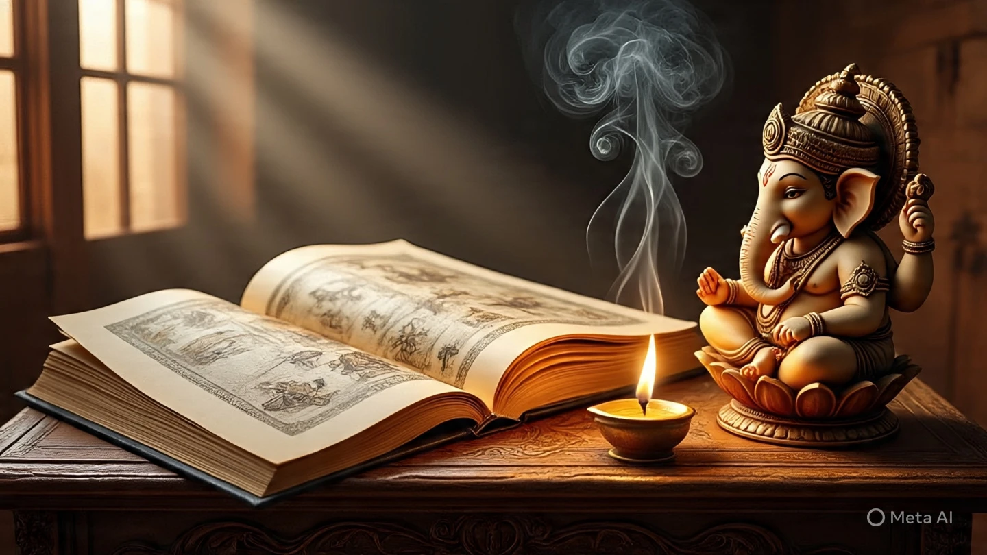 Sacred manuscript study desk for Bhrigu Nandi Nadi consultation
