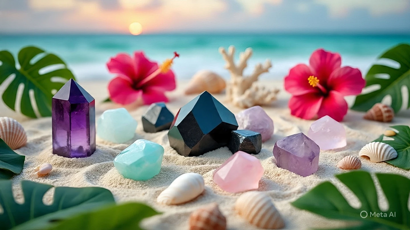Spiritual still life with crystals for BNN service page design